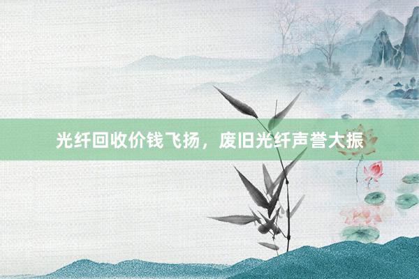 光纤回收价钱飞扬，废旧光纤声誉大振