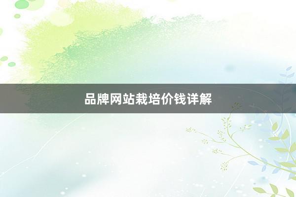品牌网站栽培价钱详解